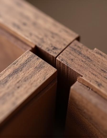 Dettaglio incastro a coda di rondine fatto a mano